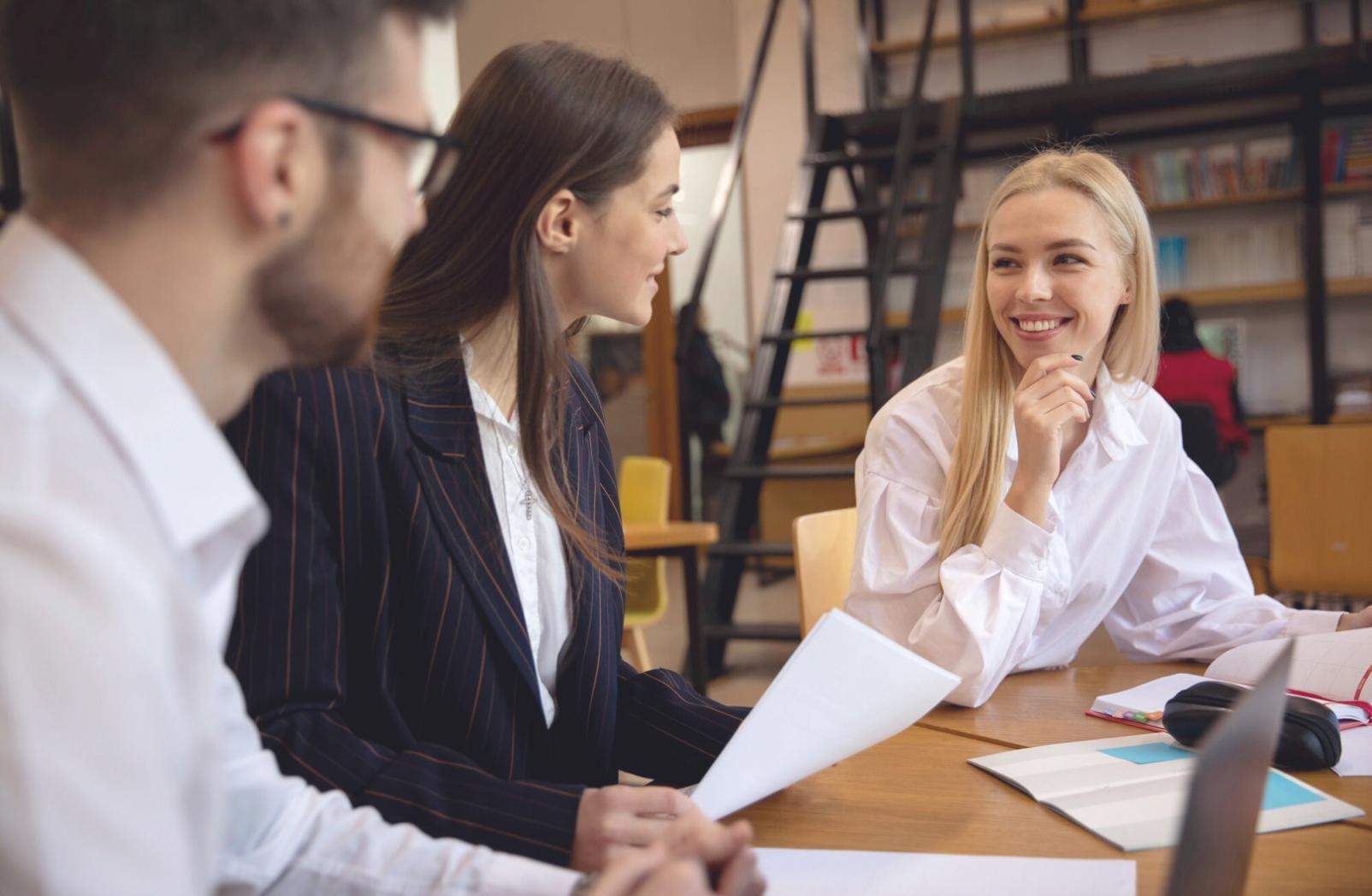 Modern office workspace with collaborative team environment